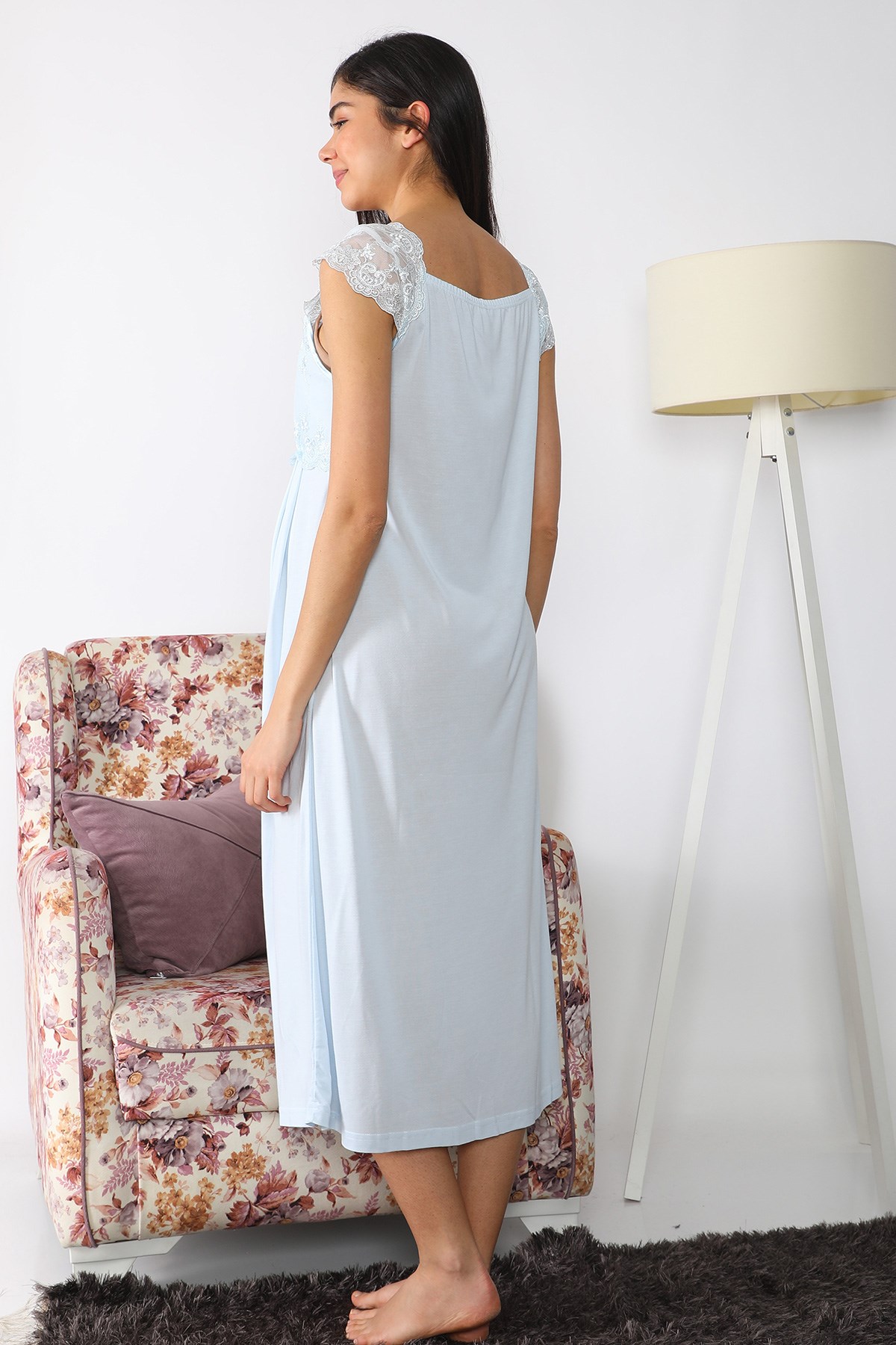 Lohusa Hamile 2504 Mavi Lohusa Gecelik Takımı