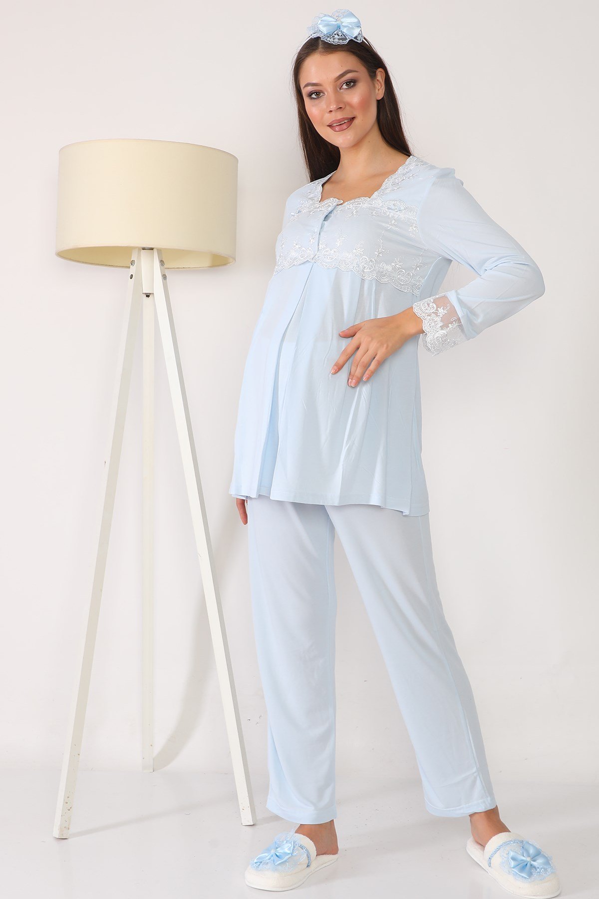 Lohusa Hamile 2603 Mavi Lohusa Pijama