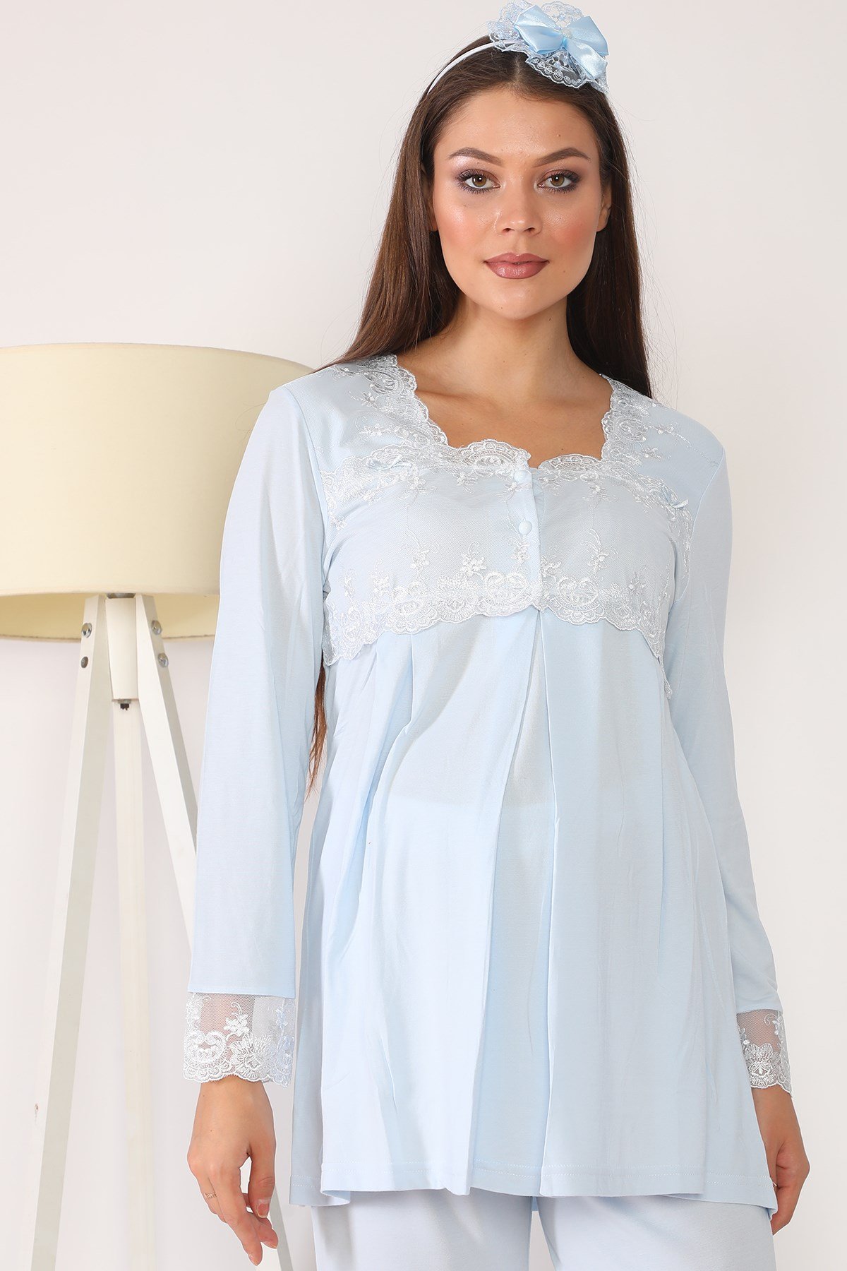 Lohusa Hamile 2603 Mavi Lohusa Pijama