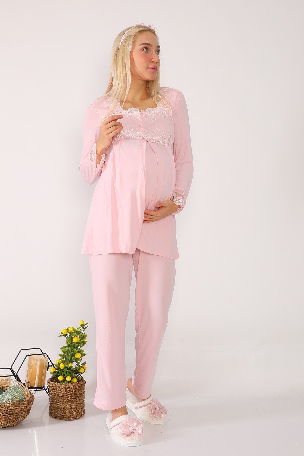Lohusa Hamile 2603 Pembe Lohusa Pijama