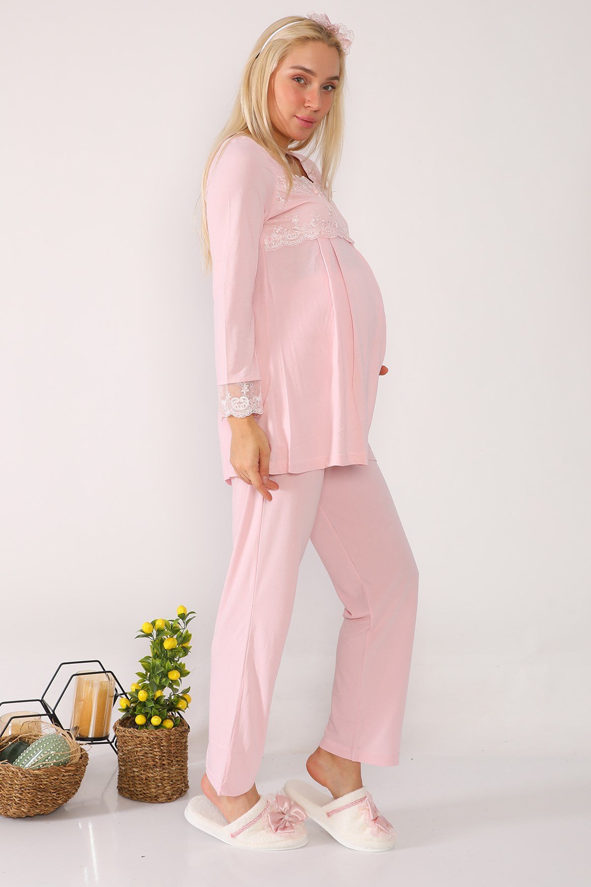 Lohusa Hamile 2603 Pembe Lohusa Pijama