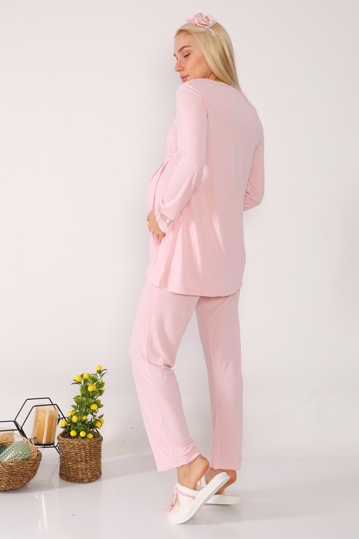 Lohusa Hamile 2603 Pembe Lohusa Pijama