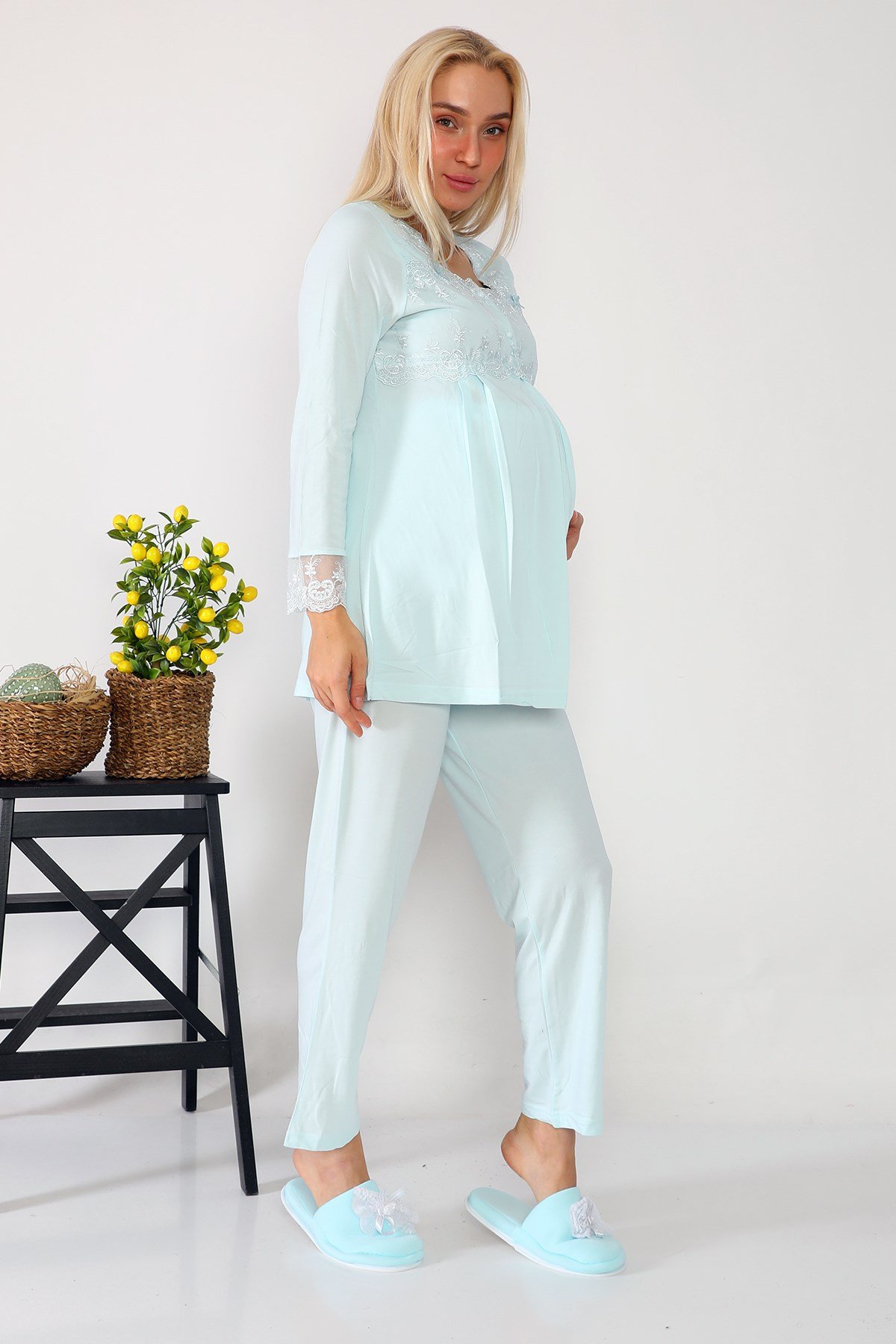 Lohusa Hamile 2603 Turkuaz Lohusa Pijama