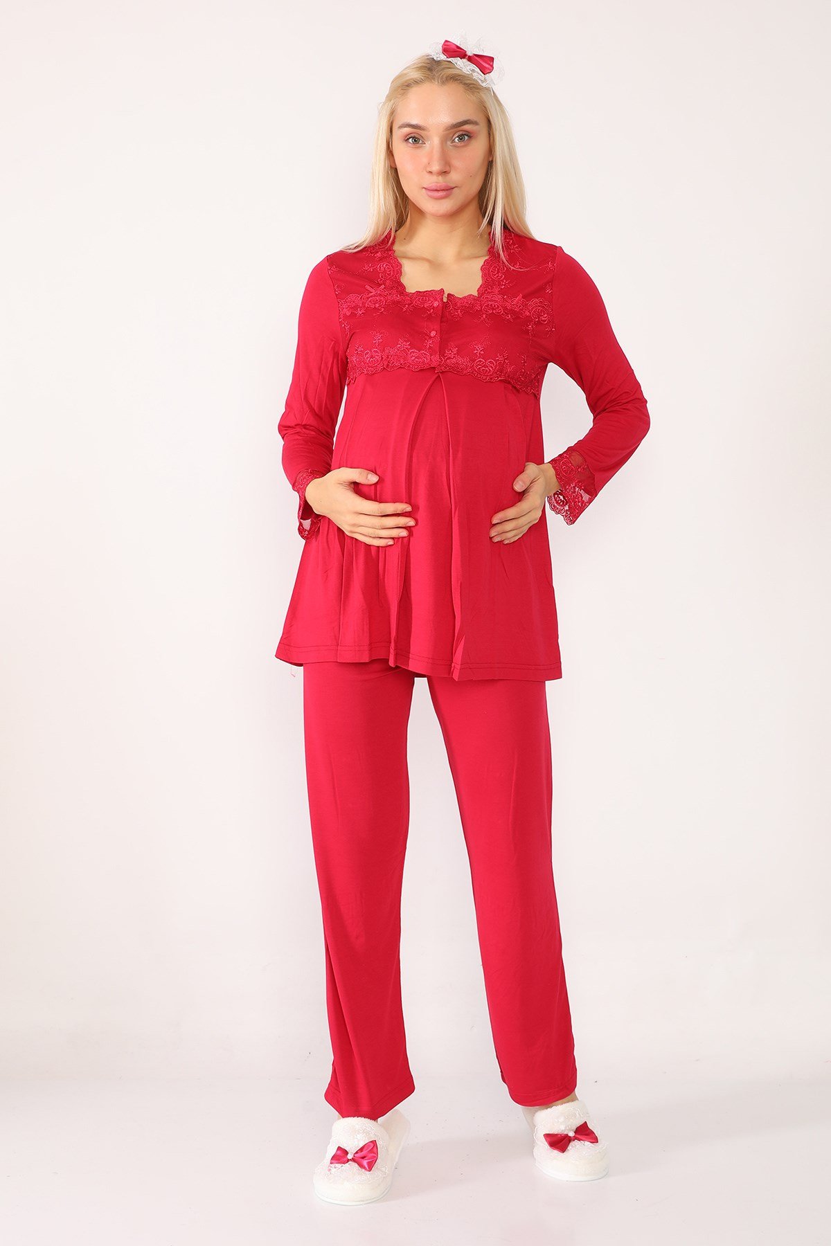 Lohusa Hamile 2603 Vişne Lohusa Pijama