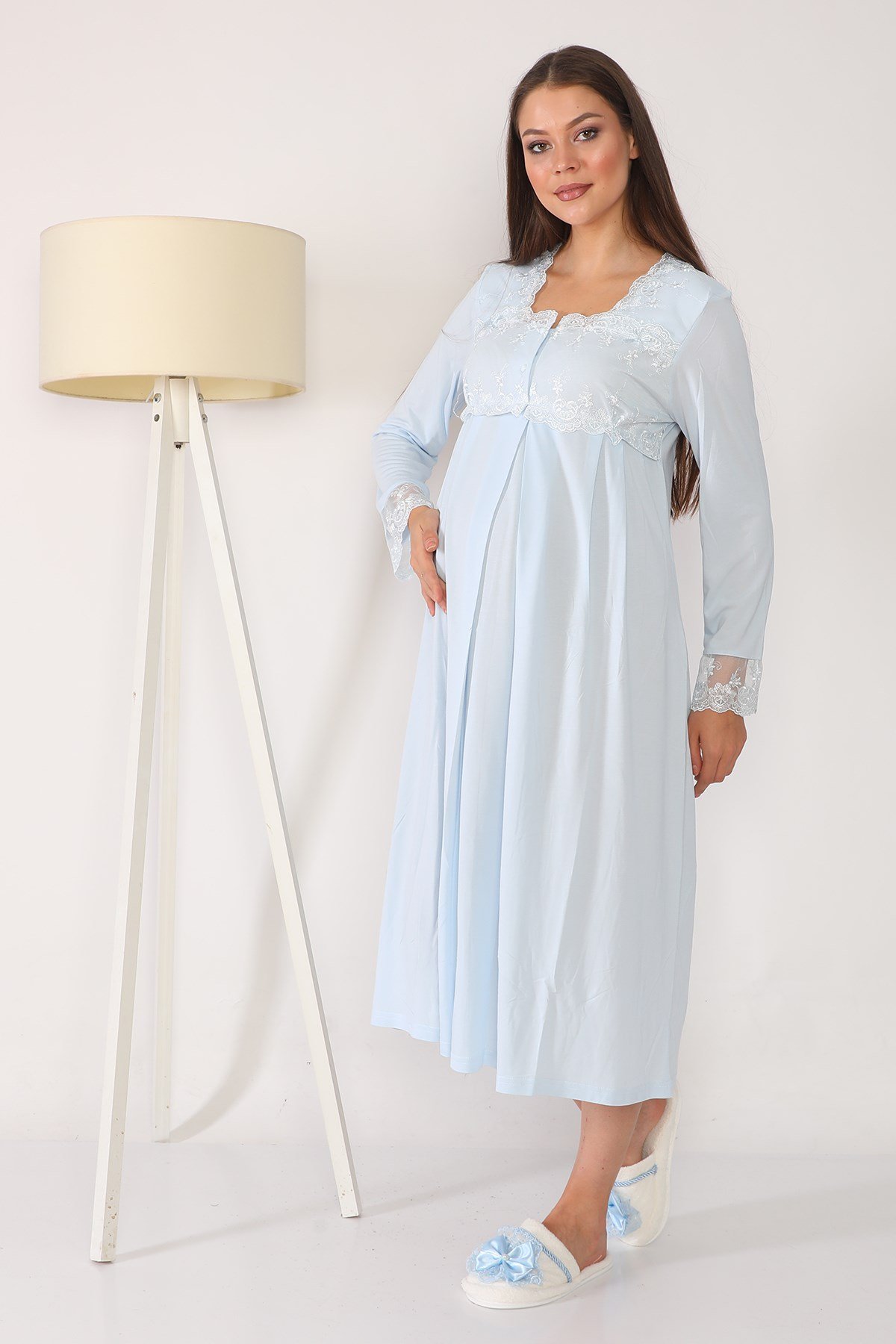 Lohusa Hamile 2604 Mavi Lohusa Gecelik