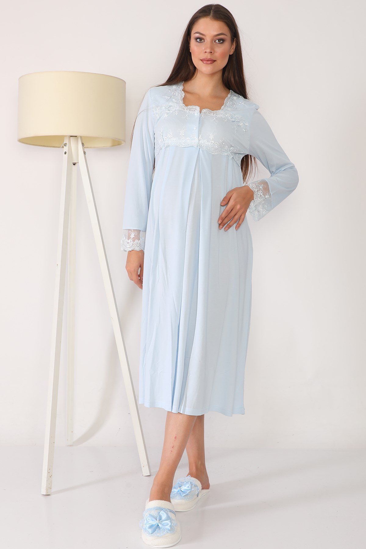 Lohusa Hamile 2604 Mavi Lohusa Gecelik