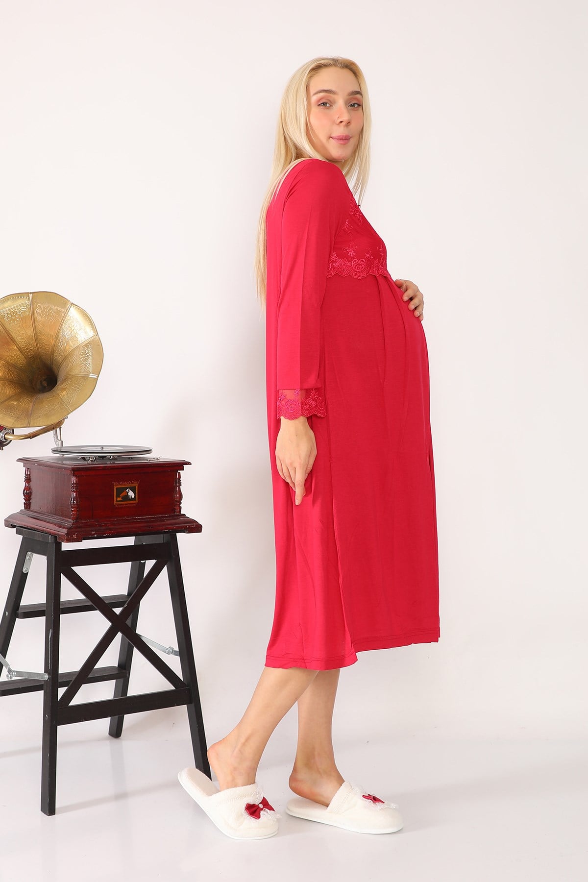 Lohusa Hamile 2604 Vişne Lohusa Gecelik