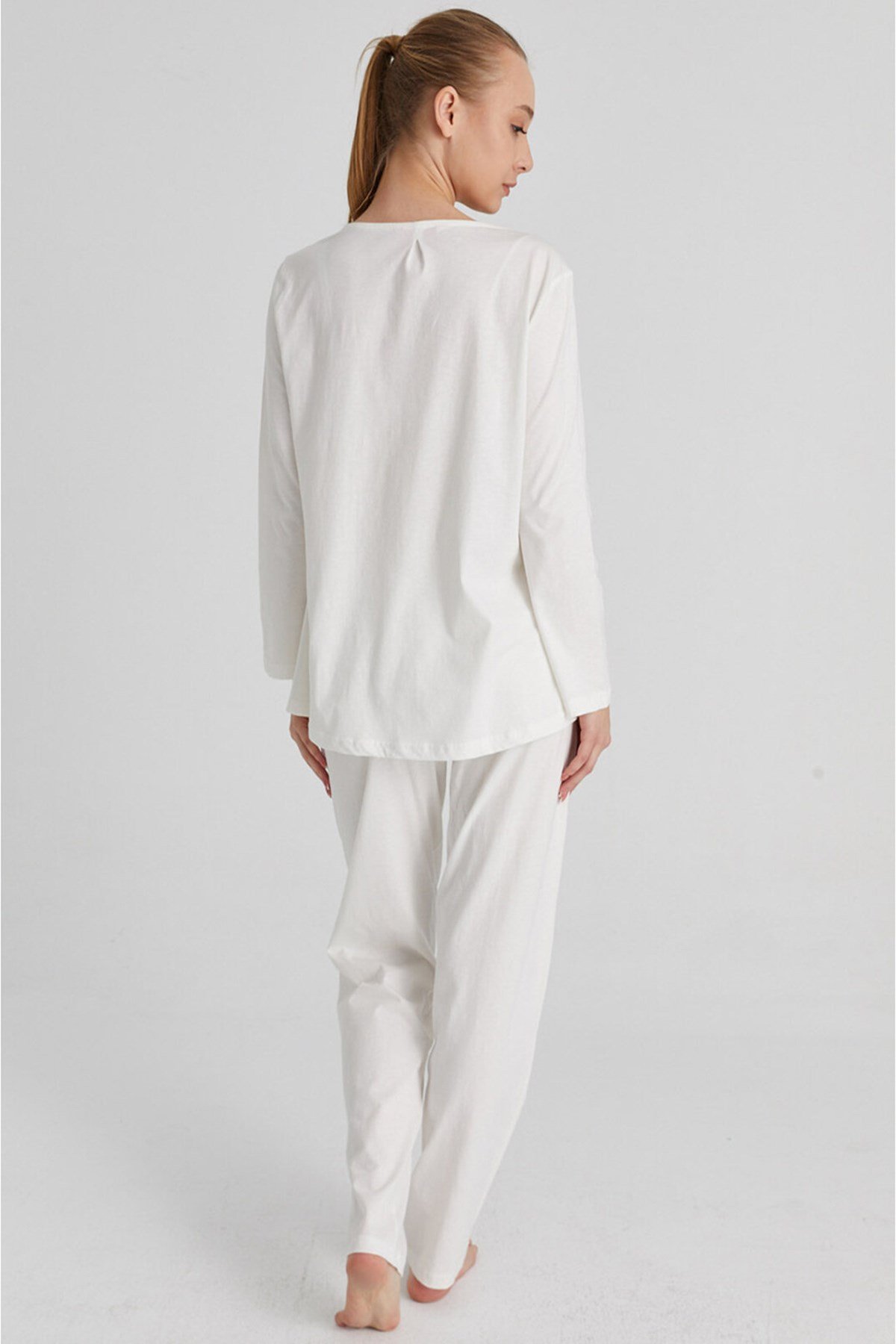 Magic Form 17108 Ekru Brodeli Lohusa Pijama Takımı