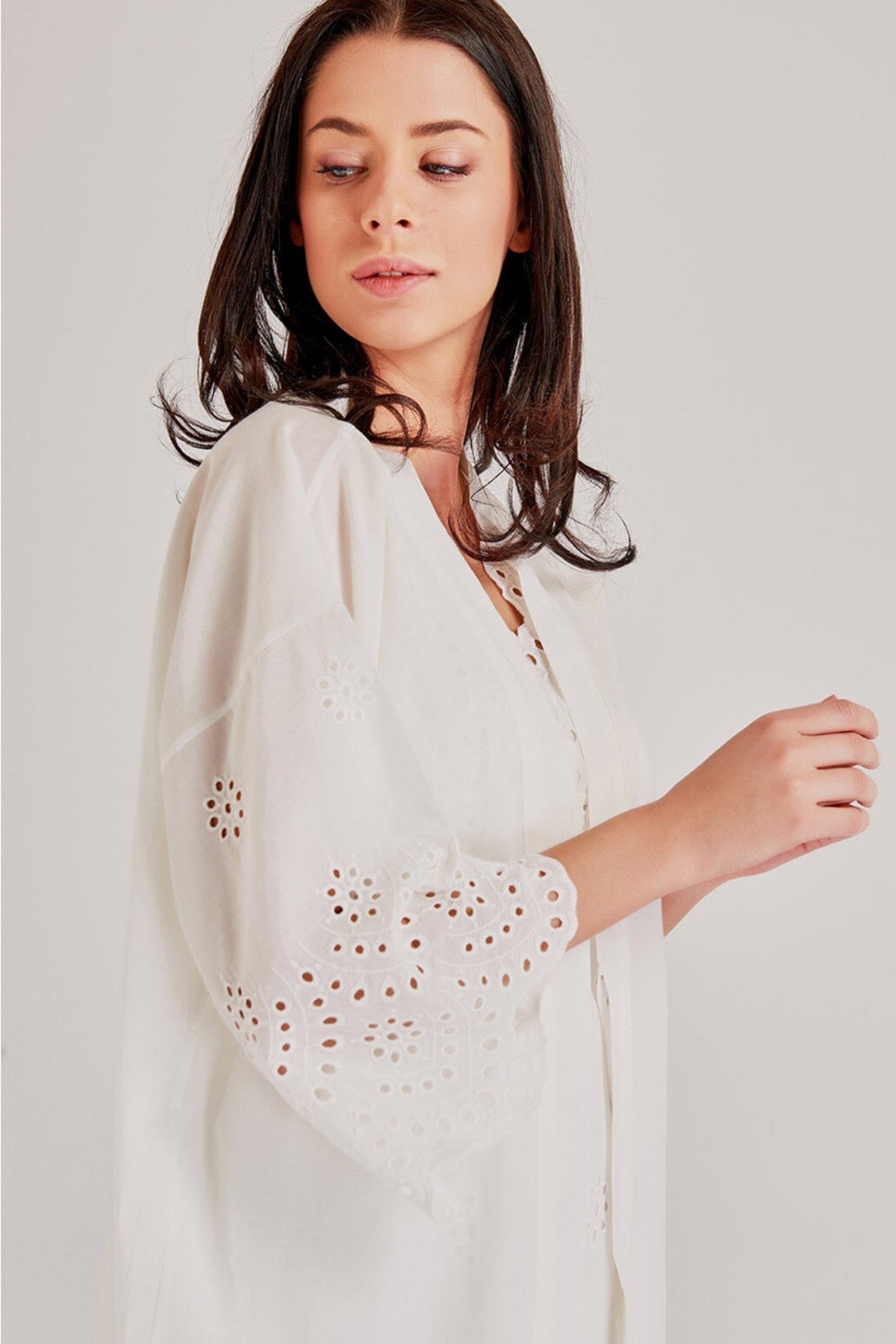 Magic Form 46108 Ekru Brodeli Lohusa Sabahlık