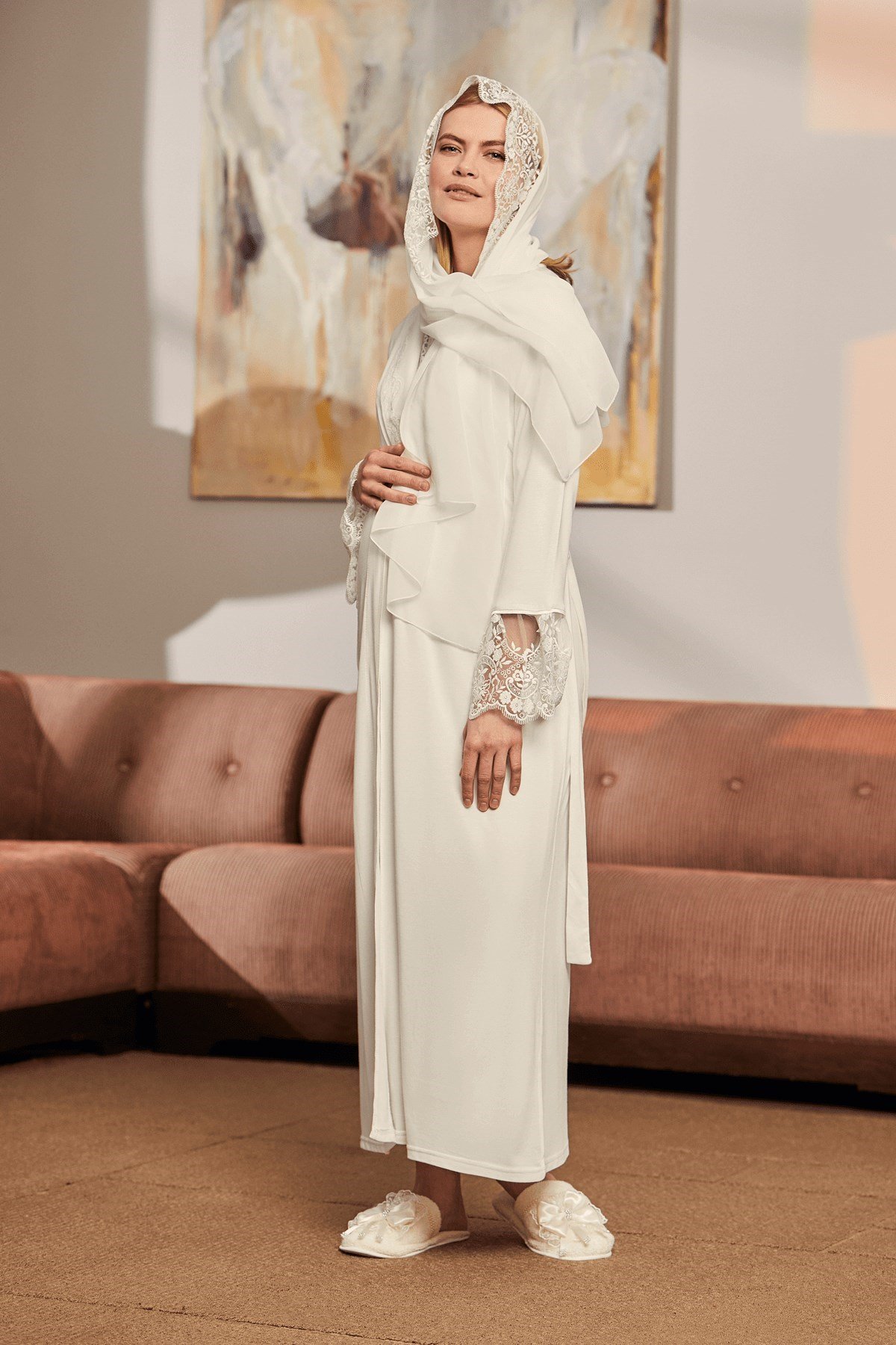 Mecit 1924 Ekru Tesettür Lohusa Set