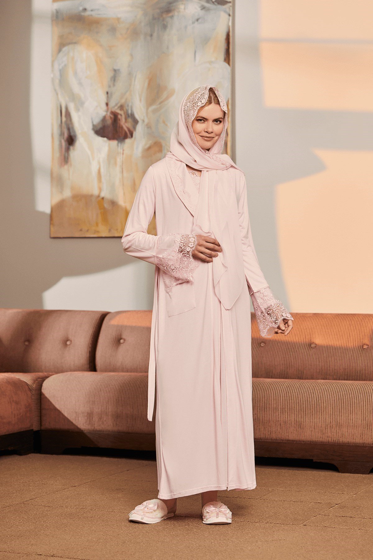 Mecit 1924 Pembe Tesettür Lohusa Set