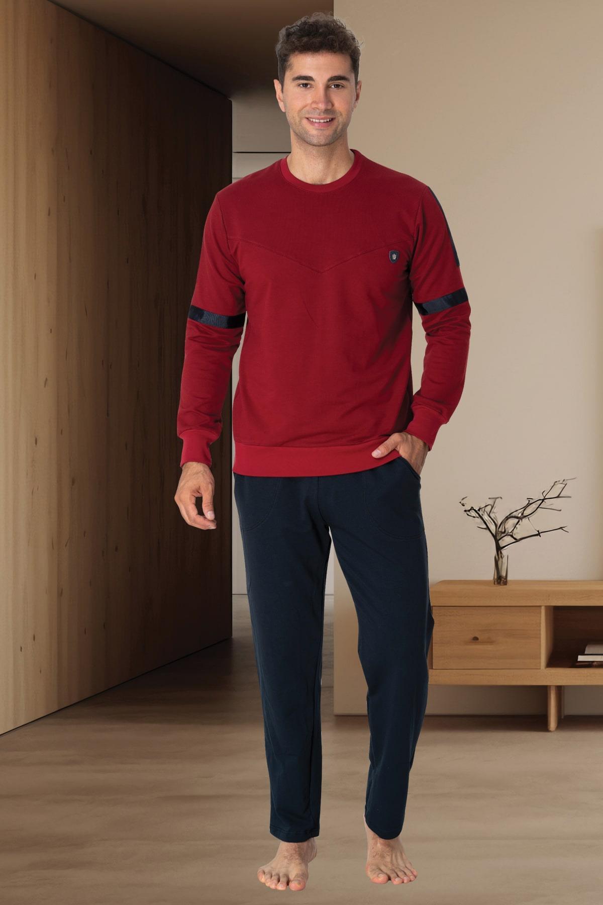 Mecit 2796 Kırmızı Ekoseli Büyük Beden Erkek Pijama Takımı