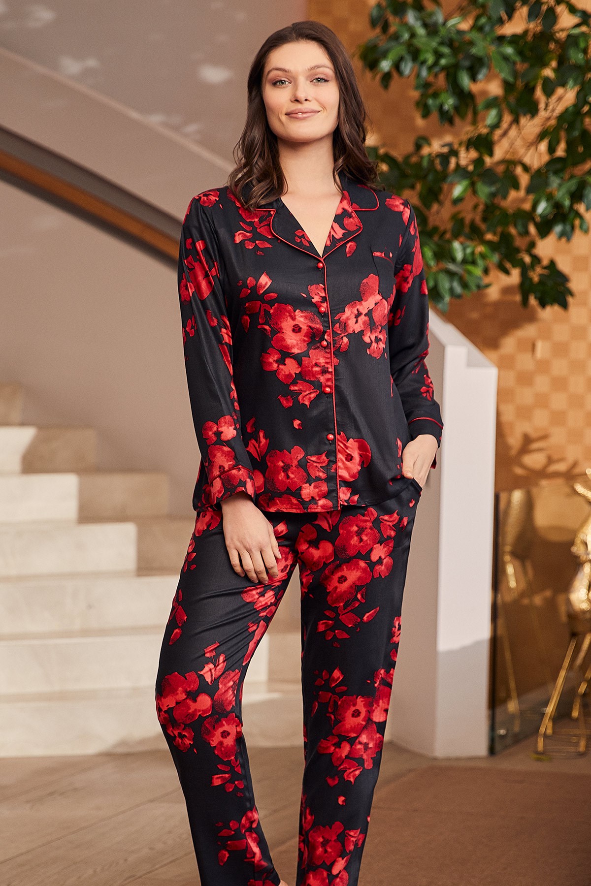 Mecit 5246 Önden Düğmeli Lohusa Pijama Takımı