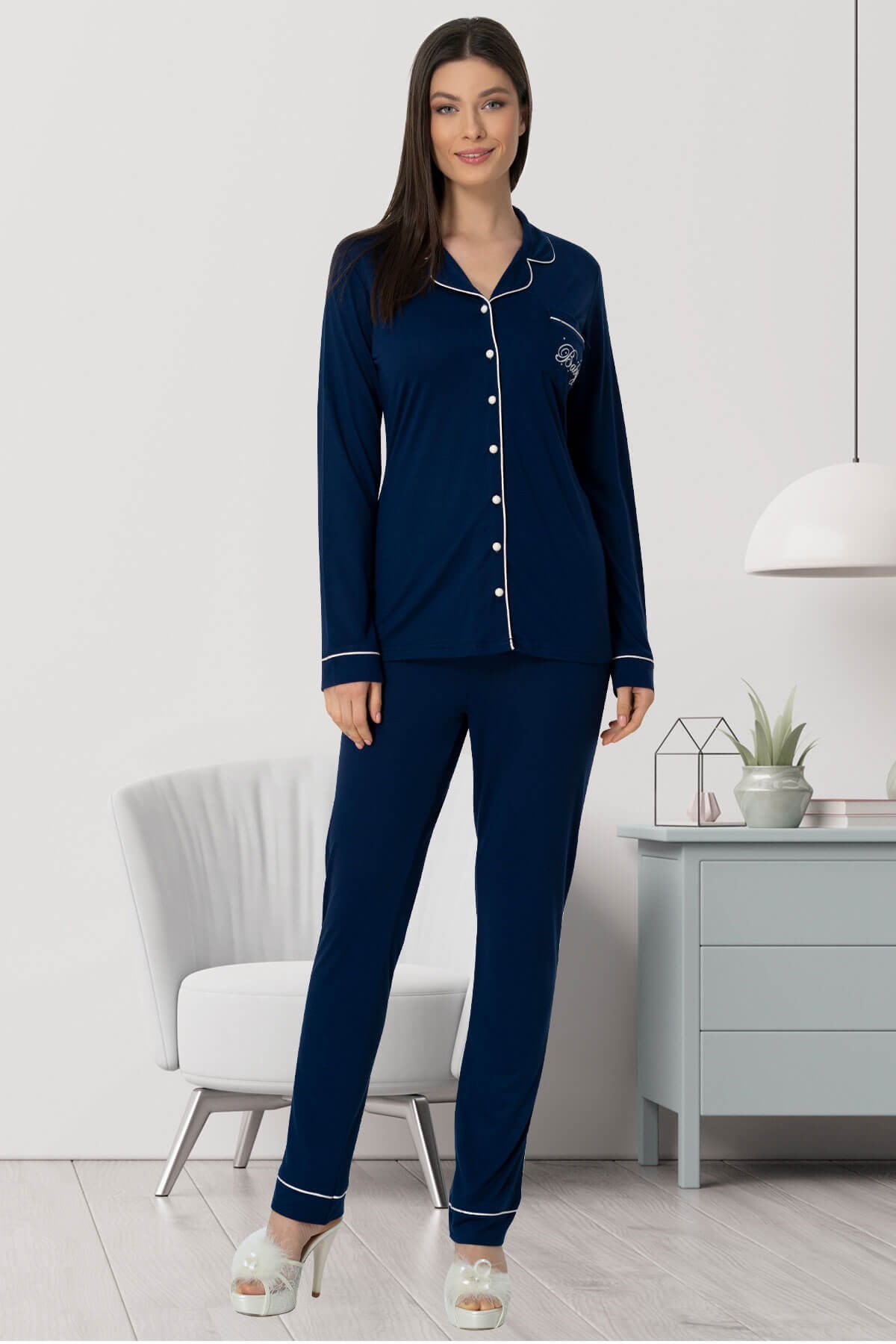 Mecit 5434 Lacivert Lohusa Hamile 4lü Set