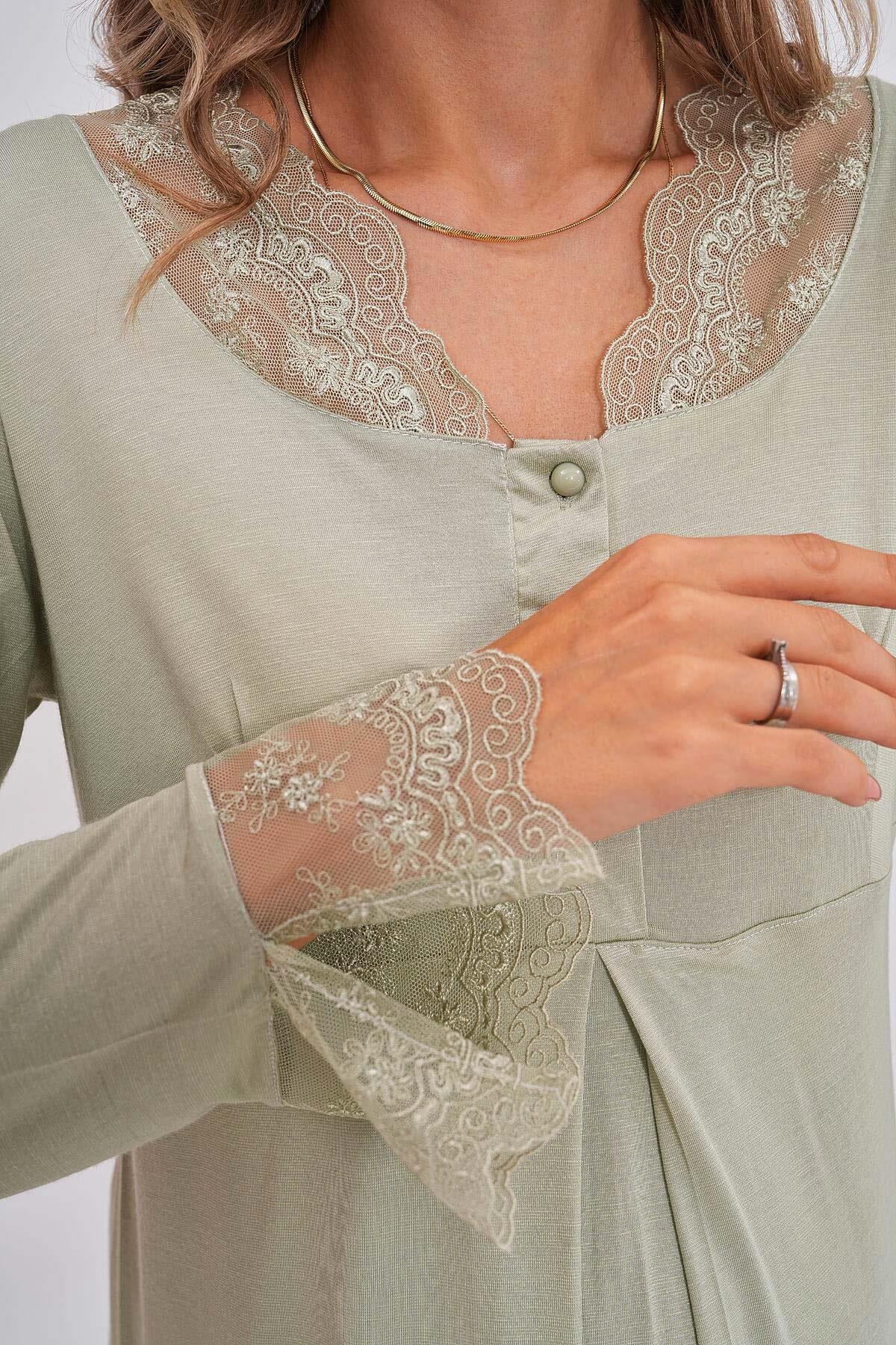 Mecit 5808 Yeşil Hamile Lohusa Pijama Takımı