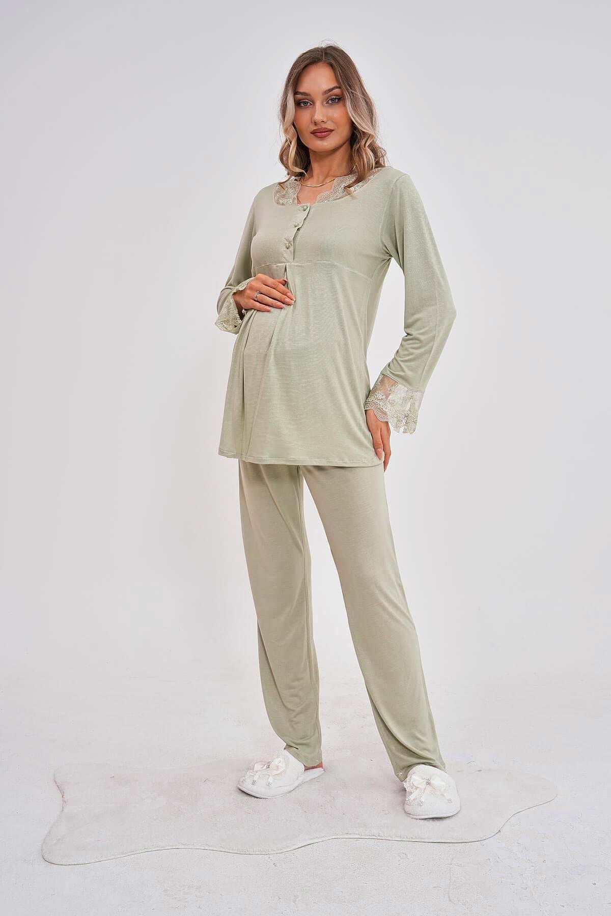 Mecit 5808 Yeşil Hamile Lohusa Pijama Takımı
