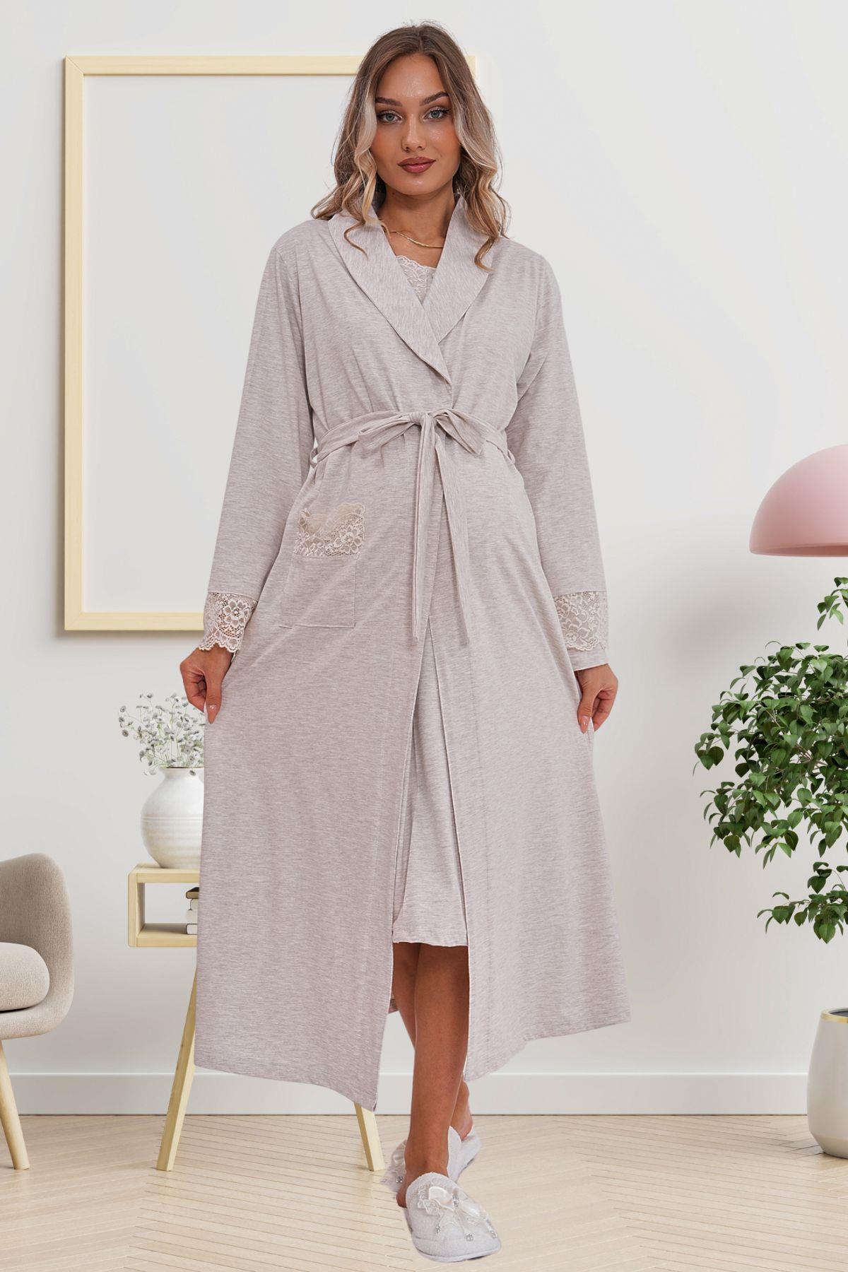 Mecit 6171 Vizon Hamile Lohusa Sabahlıklı Gecelik Takım