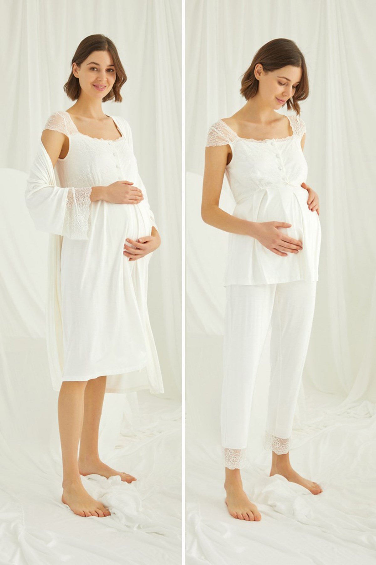 Monamise 18202303 Dantel Detaylı 4'lü Lohusa Seti