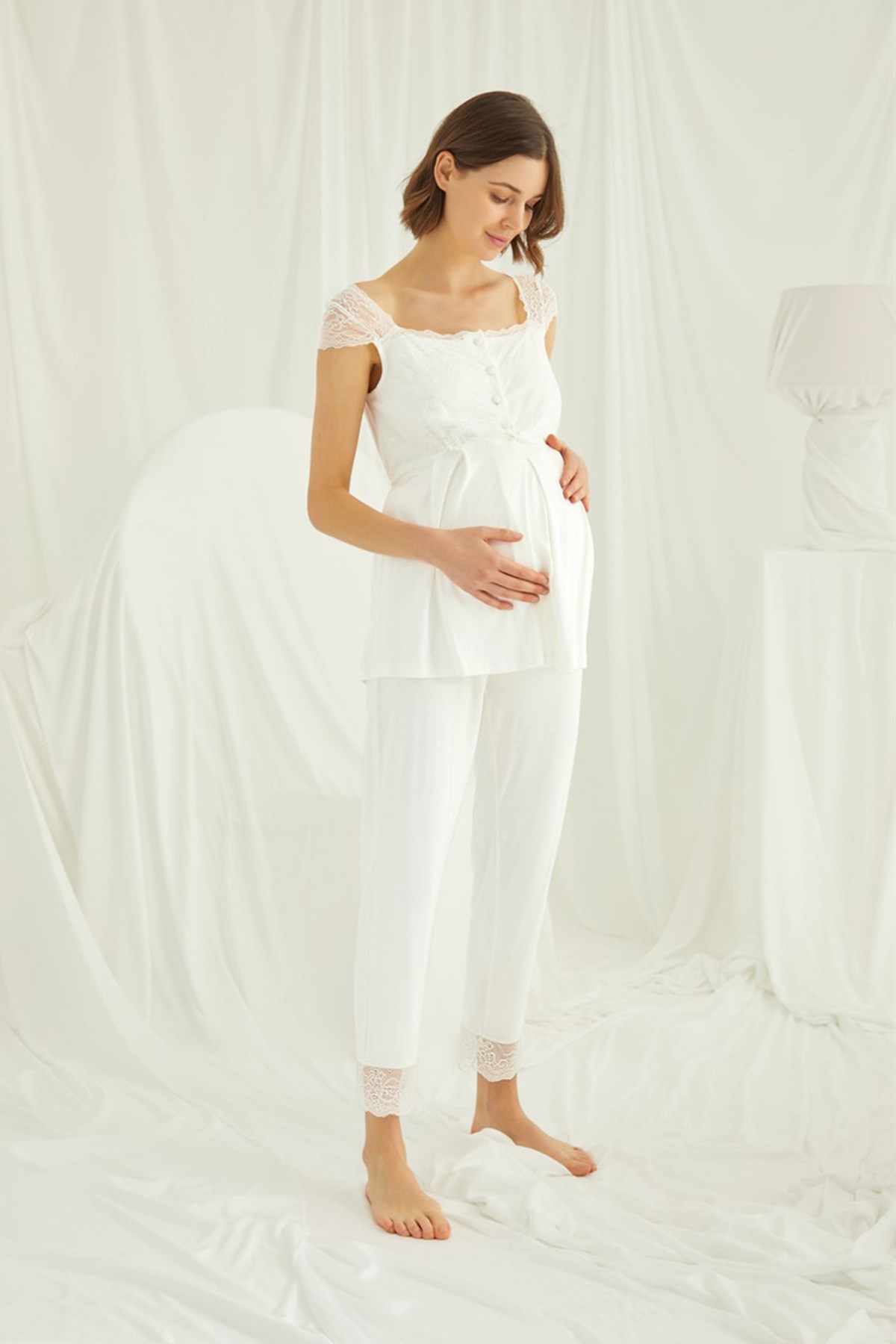 Monamise 18202303 Dantel Detaylı 4'lü Lohusa Seti