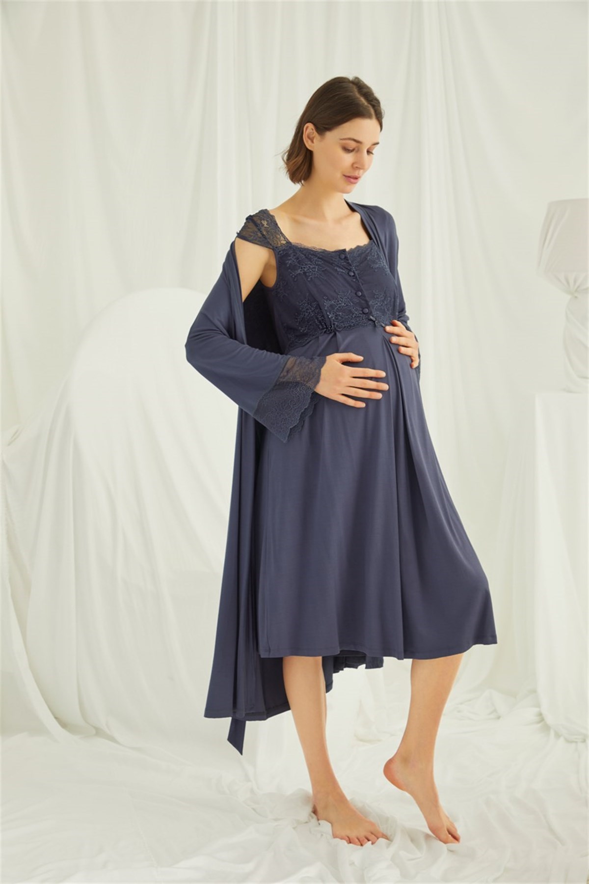 Monamise 18210305 Dantel Detaylı 4'lü Lohusa Seti