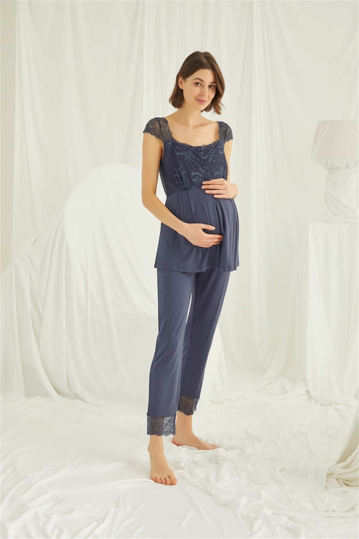 Monamise 18211 Sabahlıklı Lohusa Pijama Takımı