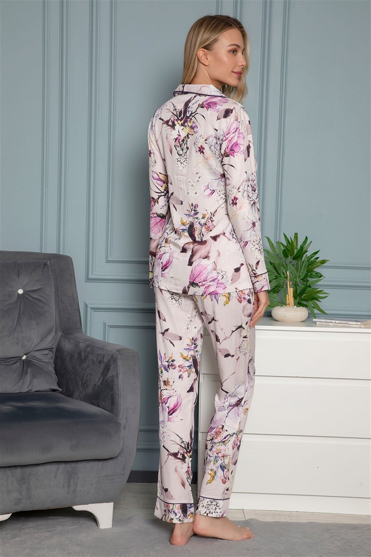 Monamise 18401 Purple Front Buttoned Maternity Pajama Set