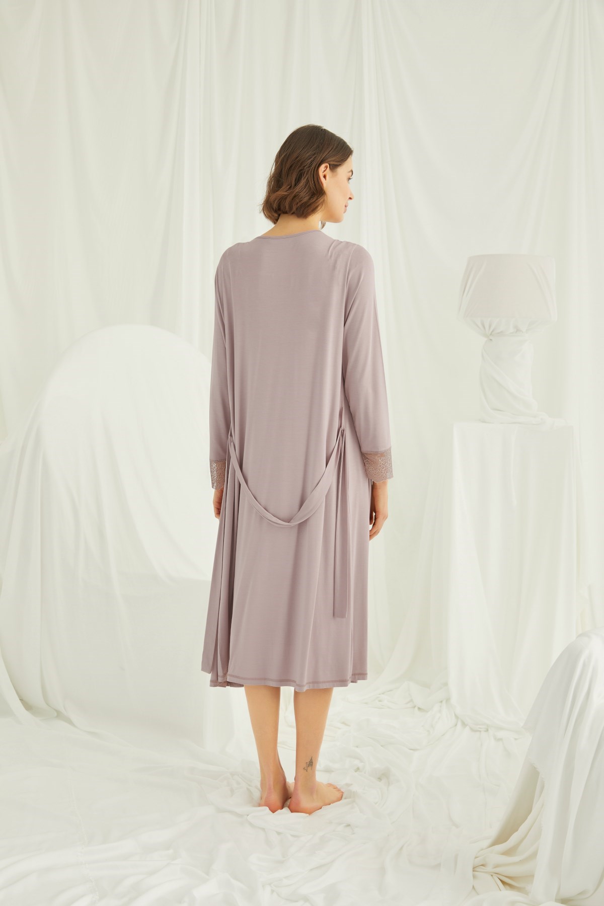 Monamise 18438 Mink Color Maternity Nightgown with Robe Sets