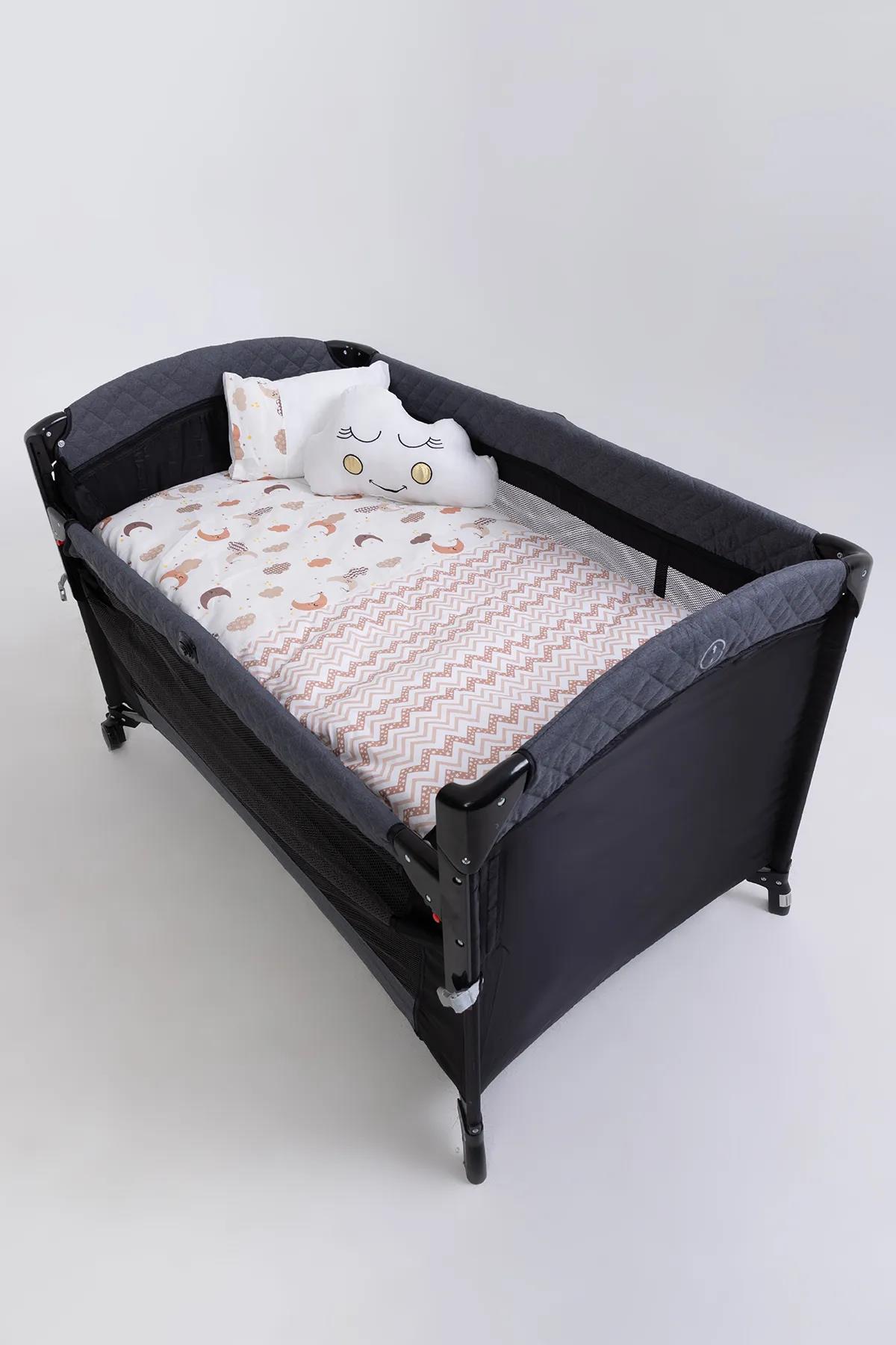 Örgülü Park Beşik 6lı Kahve Bebek Uyku Seti