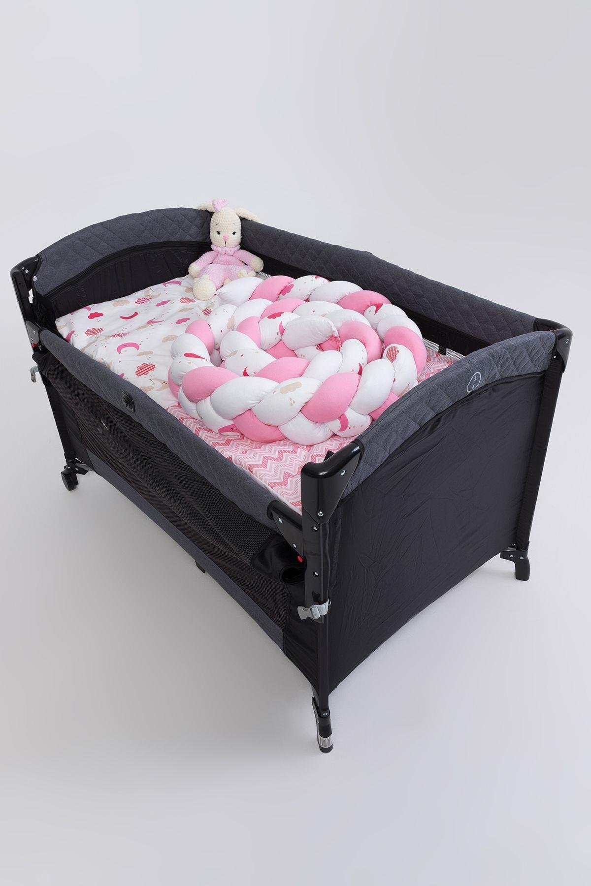 Örgülü Park Beşik 6lı Pembe Bebek Uyku Seti