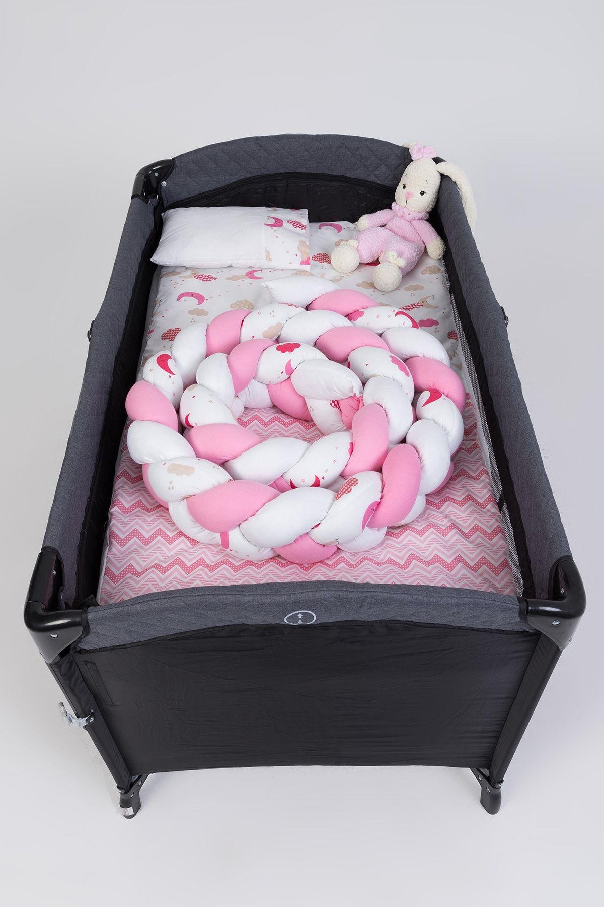 Örgülü Park Beşik 6lı Pembe Bebek Uyku Seti