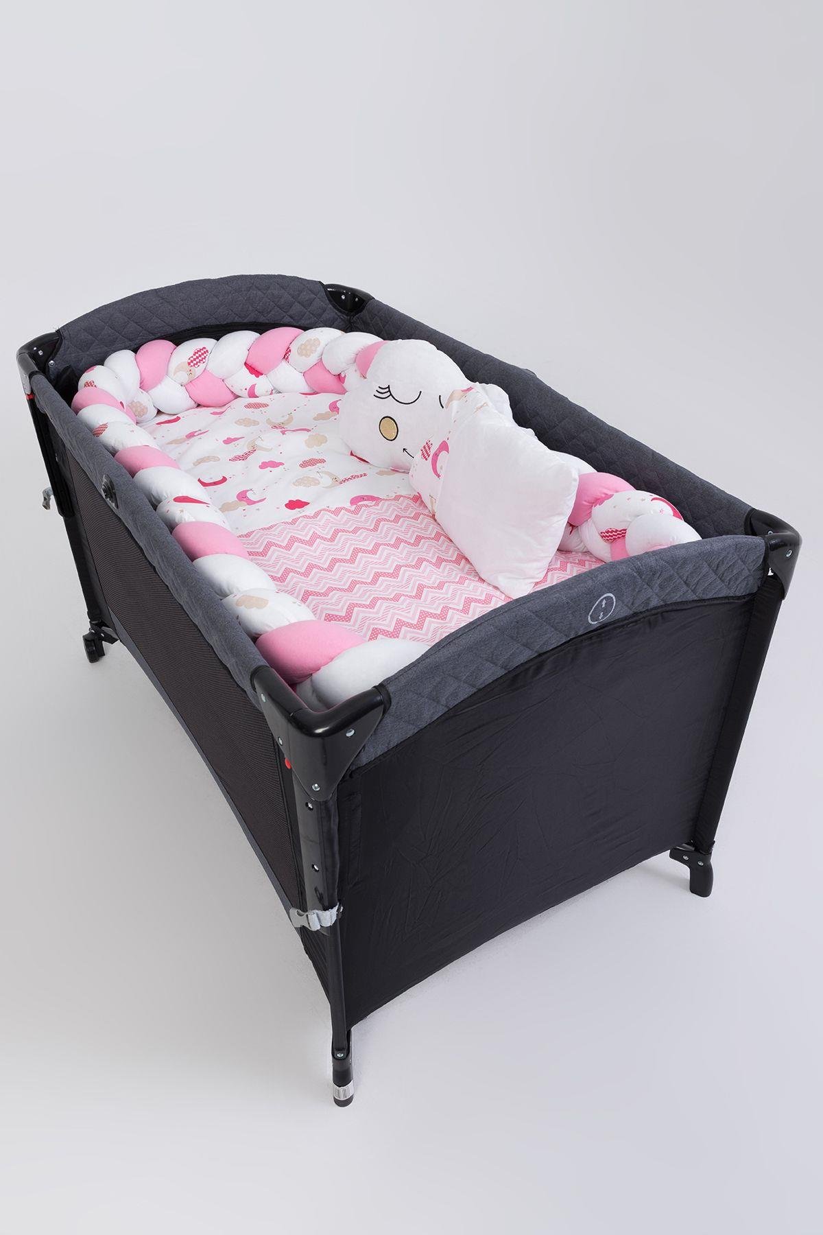 Örgülü Park Beşik 6lı Pembe Bebek Uyku Seti