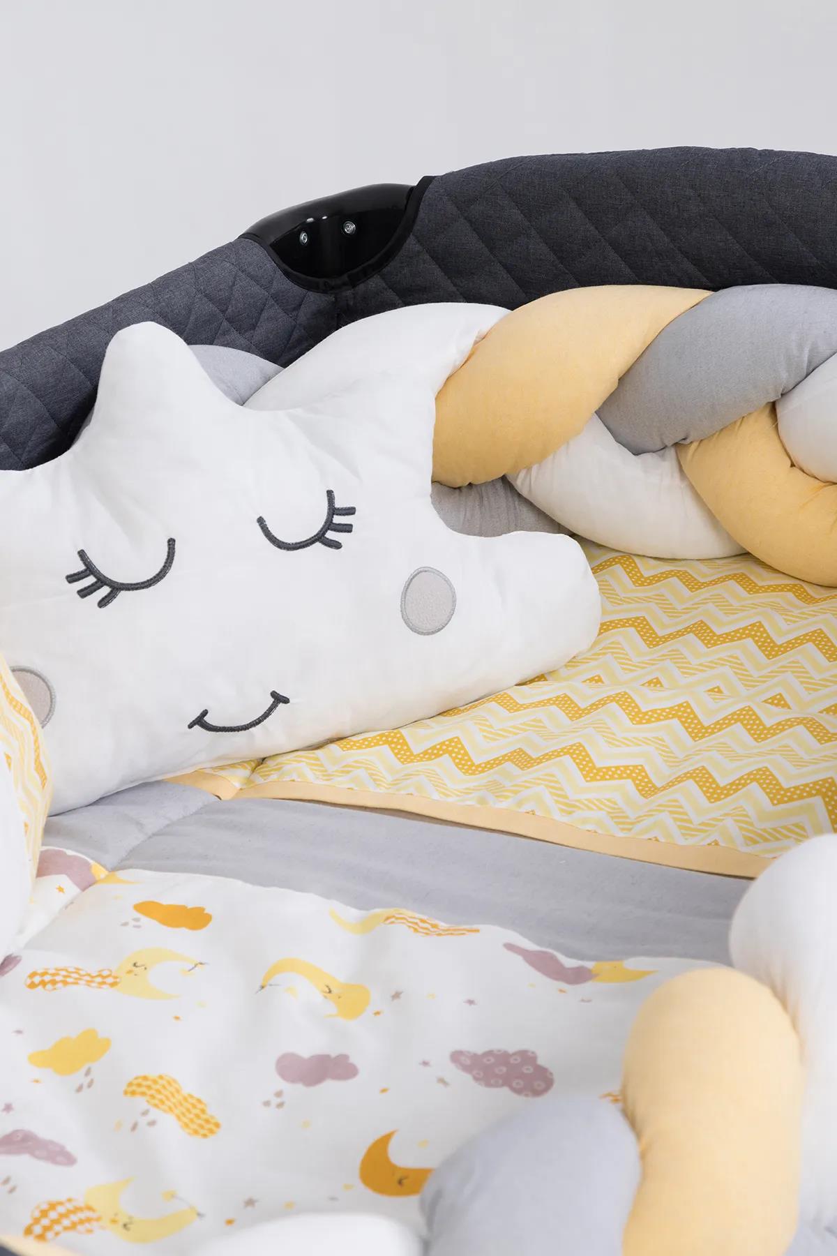 Park Beşik Sarı-Gri Desenli 6lı Bebek Uyku Seti
