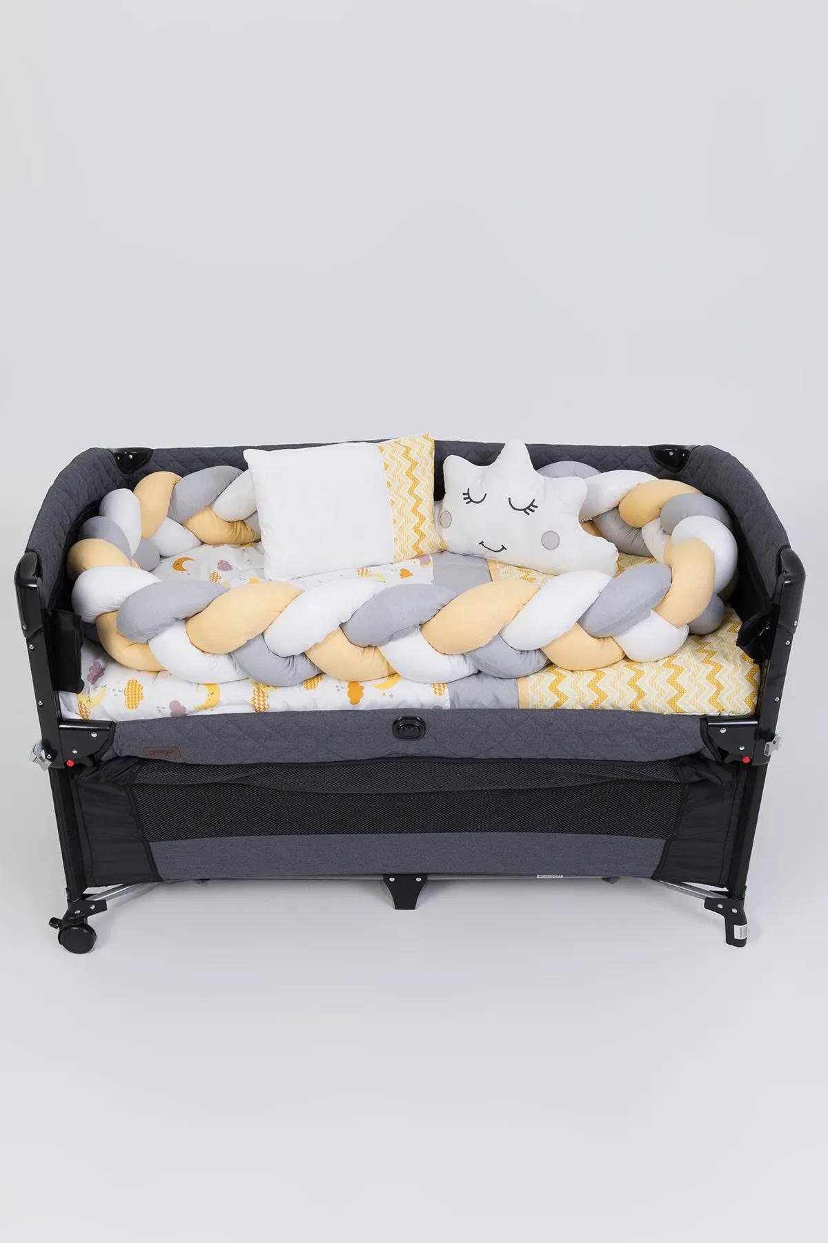 Park Beşik Sarı-Gri Desenli 6lı Bebek Uyku Seti