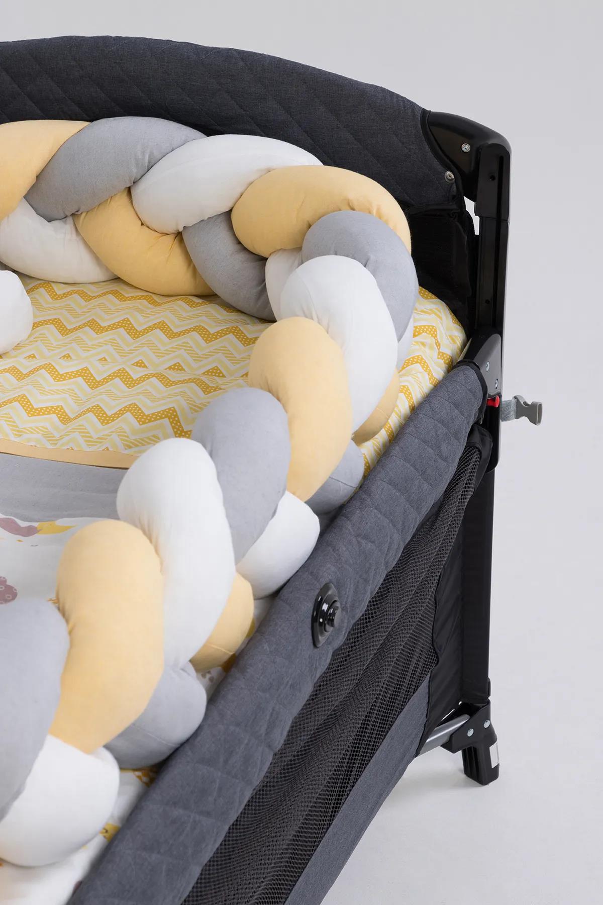 Park Beşik Sarı-Gri Desenli 6lı Bebek Uyku Seti