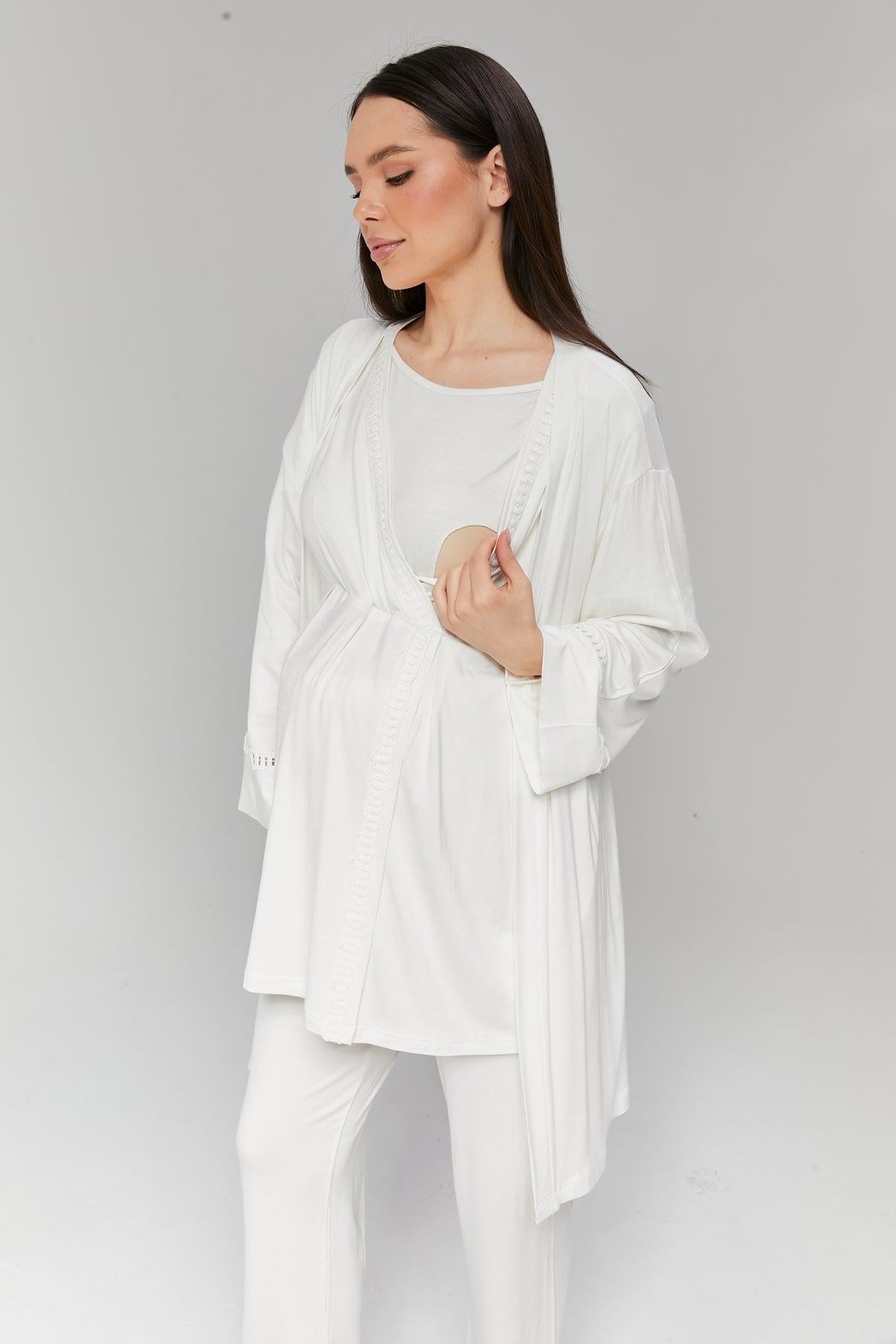 Rimel Life 519 Gizli Emzirme Özellikli Sabahlıklı Lohusa Pijama Takımı