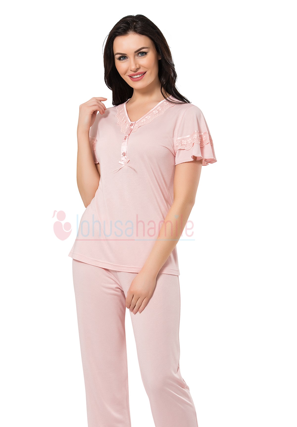Rozalinda 1934 Yakası Dantelli lohusa Pijama Takımı