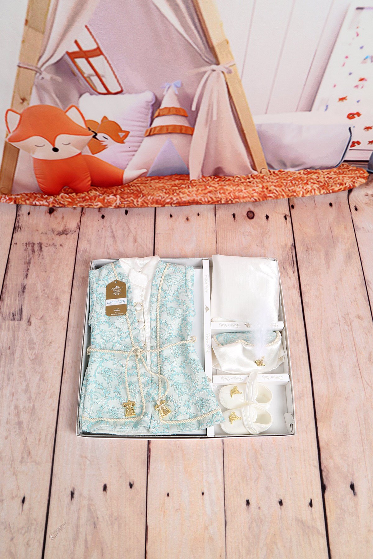 Şehzade Turkuaz işlemeli Bebek 5Lİ Mevlüt Takımı