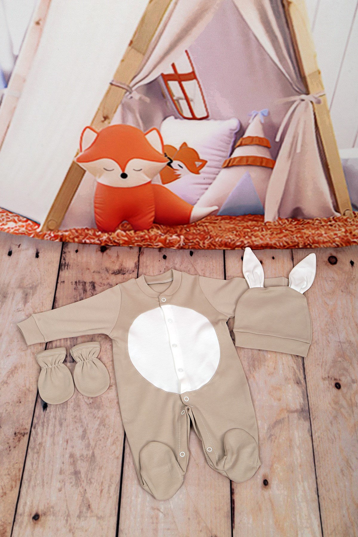 Tavşanlı Bej-Ekru 3'lü Tulum Seti