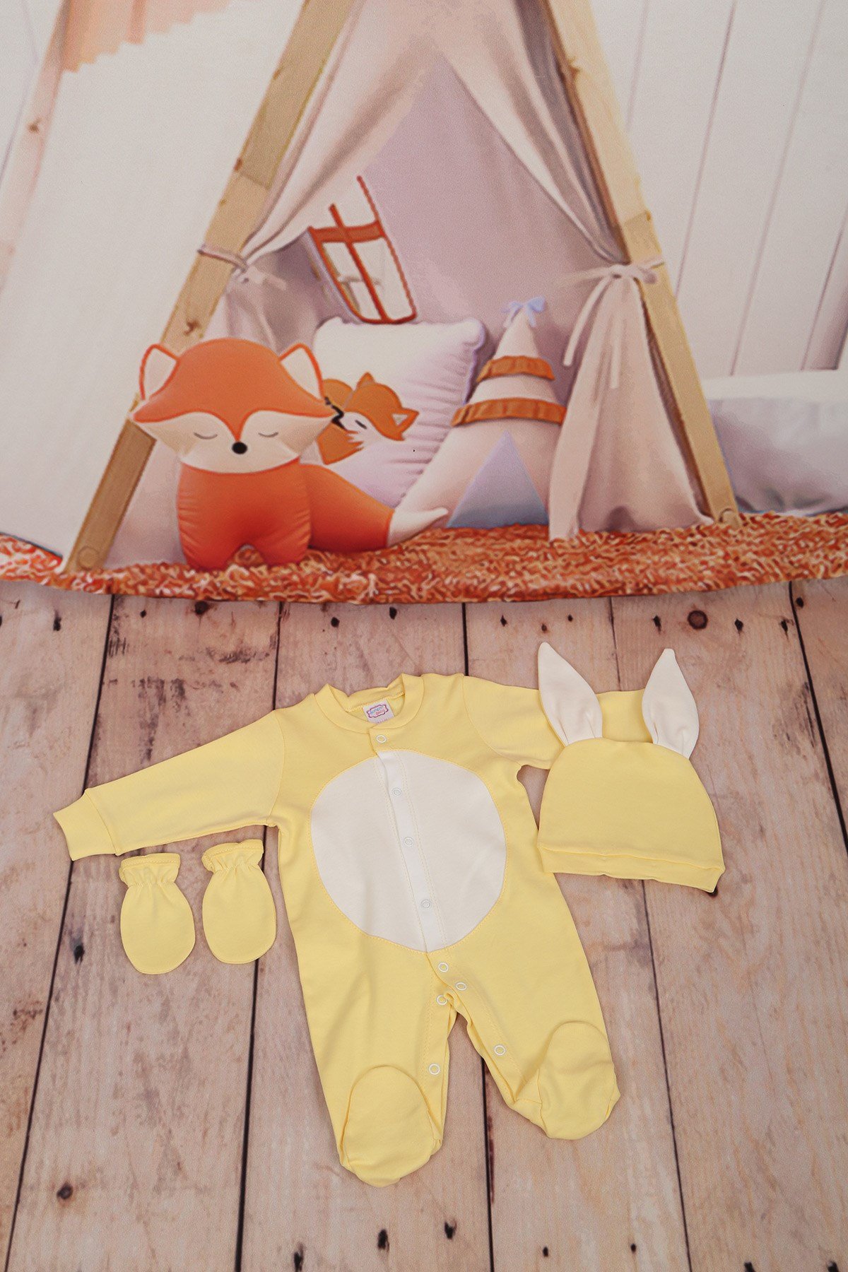 Tavşanlı Sarı-Ekru 3'lü Tulum Seti