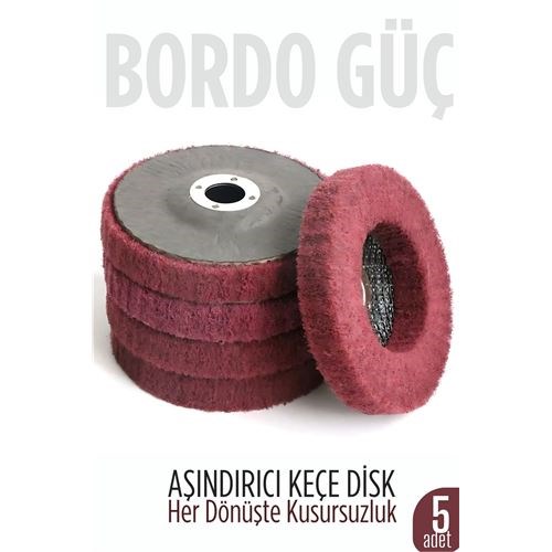 11 cm Endüstriyel Aşındırıcı Keçe Disk – 22 mm İç Çaplı Zımpara Fırçası 5 adet 722479