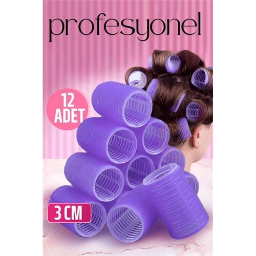 3 Cm Bigudi  Isısız Saç Şekillendirme Doğal Bukle Bigudisi Profesyonel 12 ADET 721375