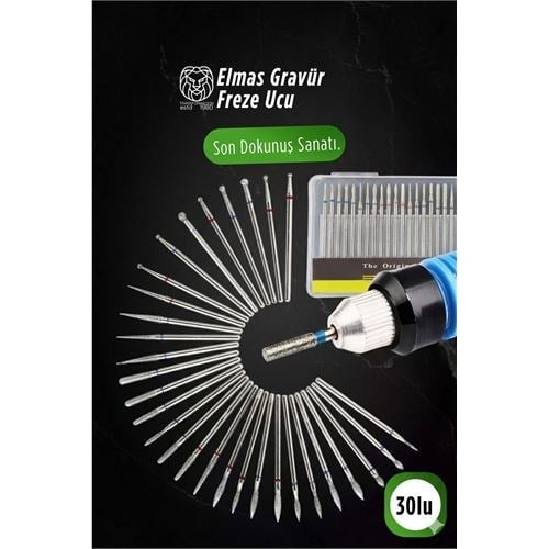30'lu Elmas Gravür Freze Ucu Seti | Dre mel Uyumlu Metal Cam Ahşap İşleme 722925