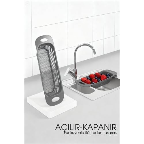 Ayarlanabilir Sürgülü Lavabo Süzgeci – Mutfak için Pratik ve Şık Tasarım GRİ 722439