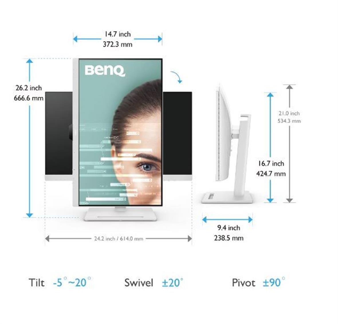 BENQ 27 IPS 2K QHD USB-C USB-A HDMI DP Daisy Chain Pivot Eye Care Beyaz Mon GW2790QT