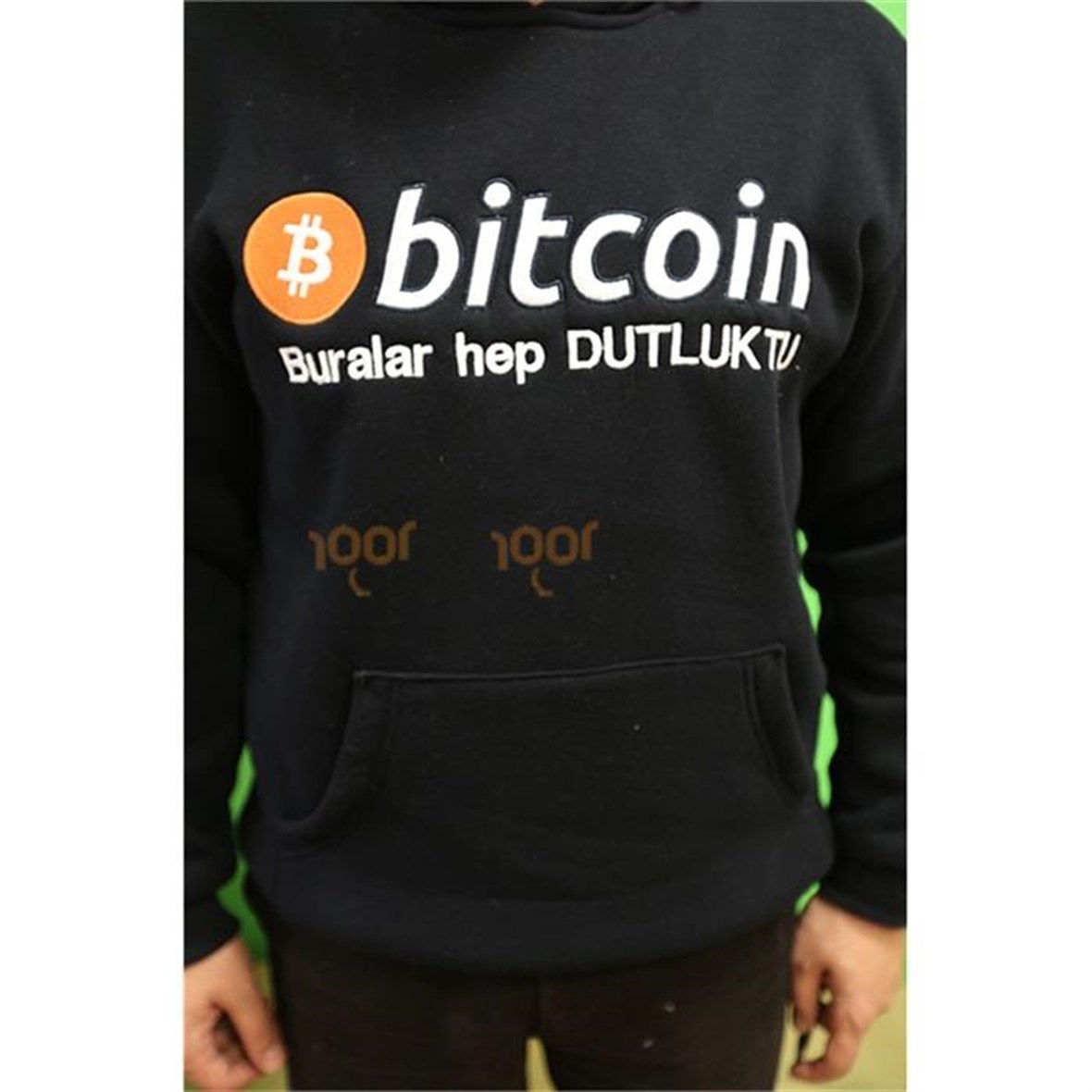 Bitcoin Kapşonlu sweatshirt -Koyu Lacivert (BURALAR HEP DUTLUKTU)