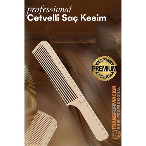 Cetvelli Saç Kesim Tarağı - Berber Kuaför Saç Kesim Tarağı Profesyonel 721785