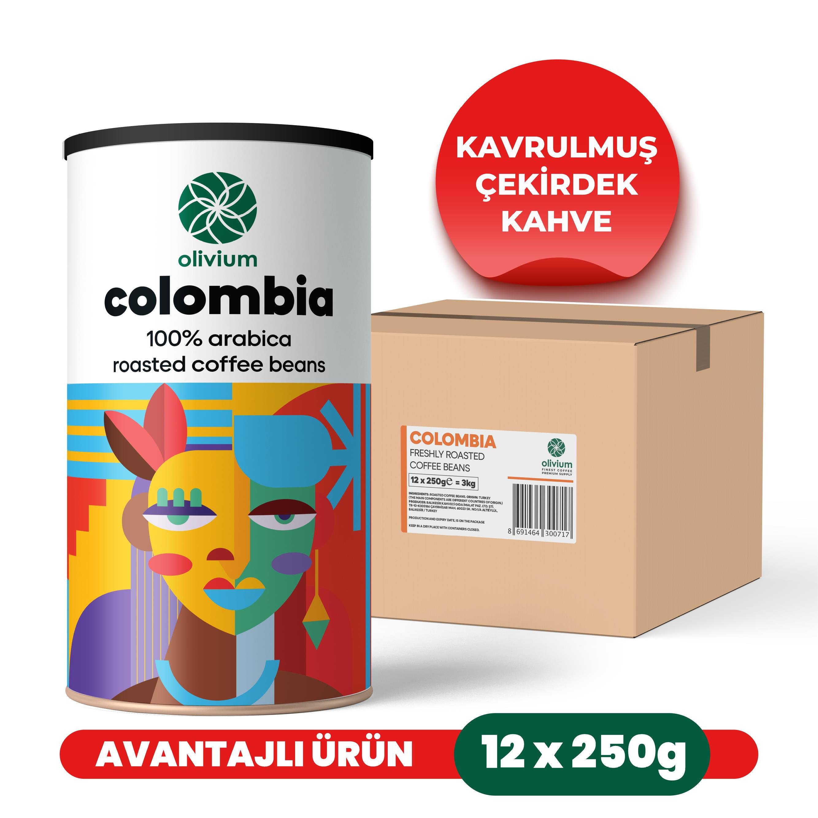 Colombia 12 Adet 250 Gram Teneke Kutu Kahve