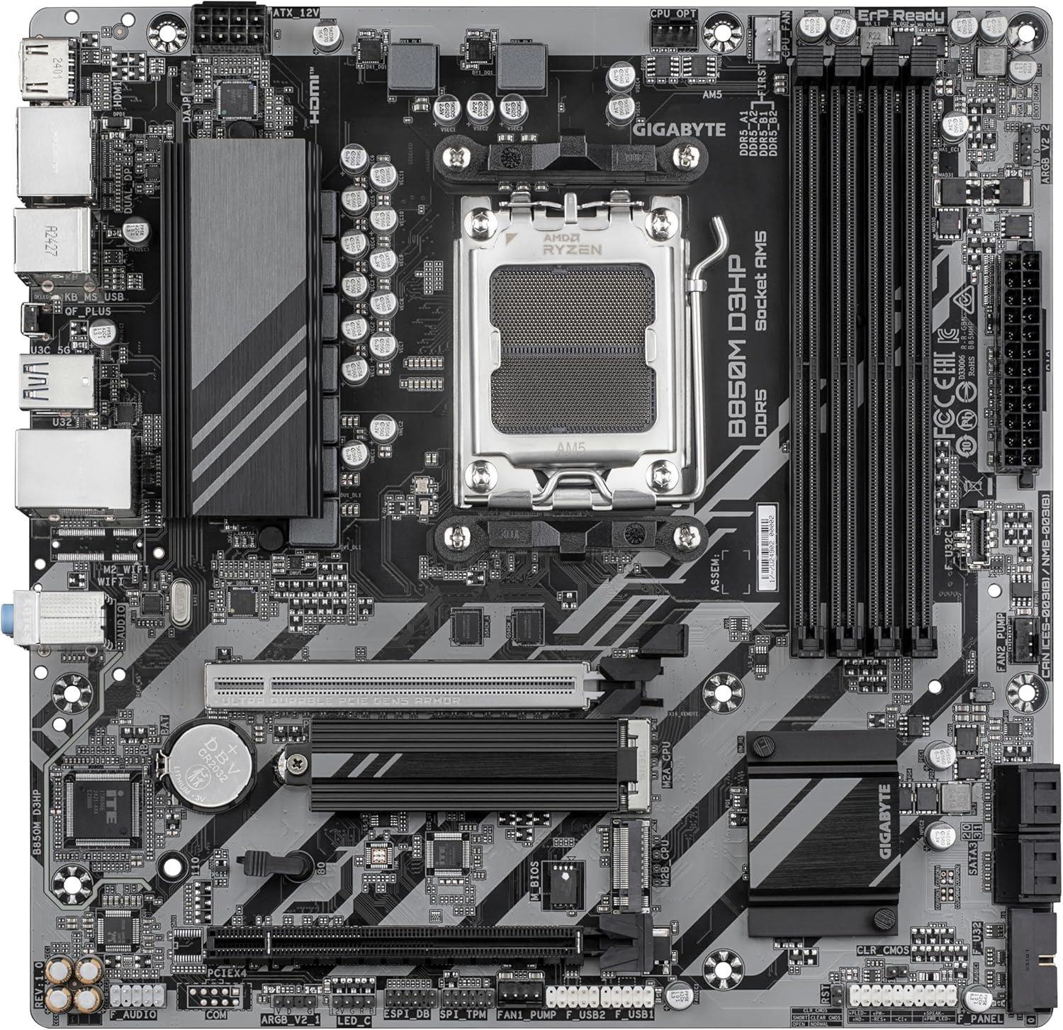 GIGABYTE B850M-D3HP 8200MHz OC DDR5 AM5 M.2 HDMI DisplayPort MicroATX Anakart B850M-D3HP