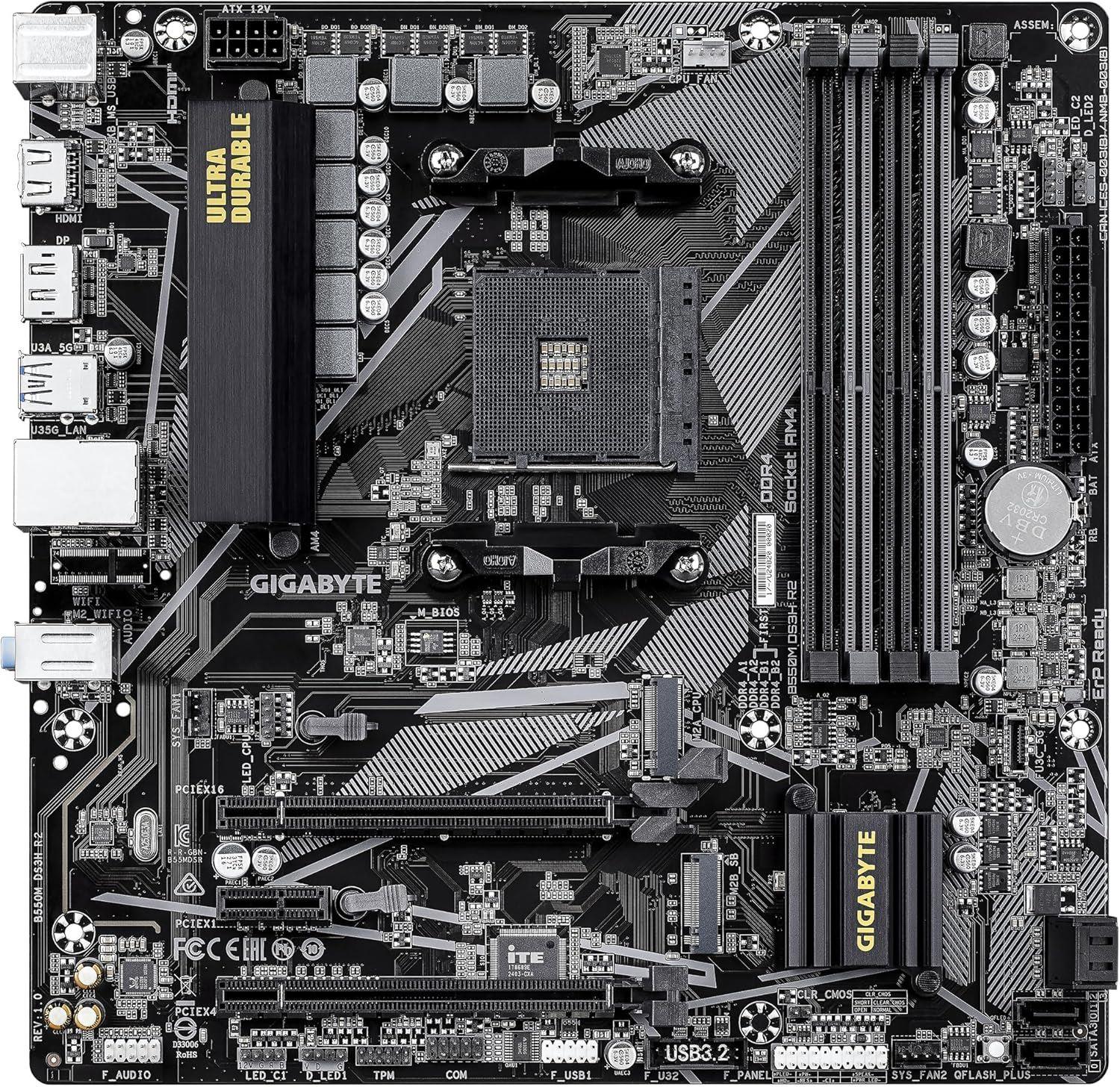 GIGABYTE MAB B550 R2 AM4 DDR4 4733MHZ DVI HDMI B550M-DS3H-R2