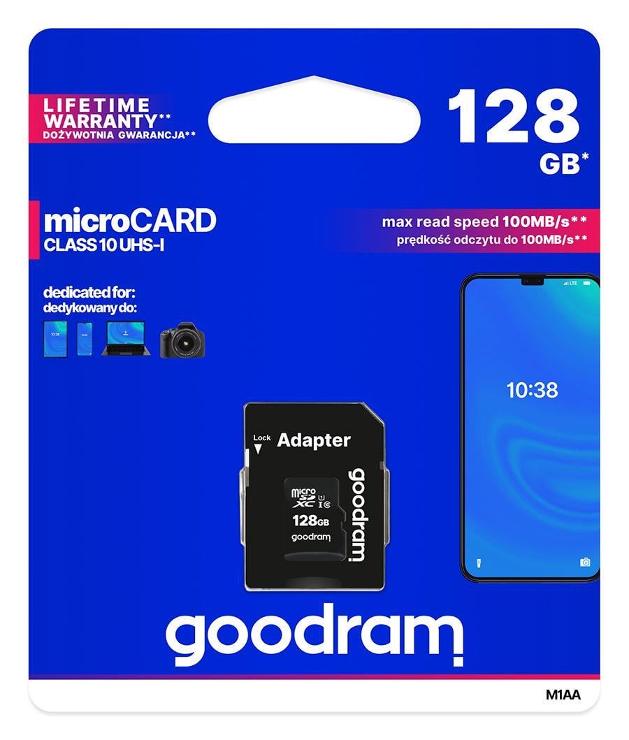 GOODRAM 128GB MICRO CARD cl 10 UHS I + adapter M1AA-1280R12